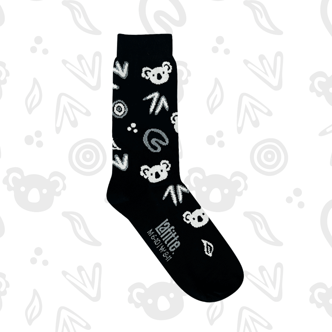 Guardian Cotton Crew Socks featuring Koala and nature patterns, Australian made, Ngurambang Series by Amy Kilby.