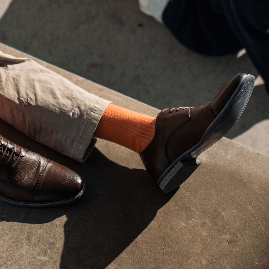 Rib Crew Socks | Cotton | AUSTRALIAN MADE | Orange