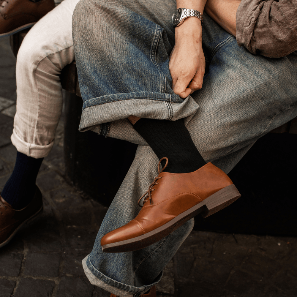 Rib Crew Socks | Cotton | AUSTRALIAN MADE | Black