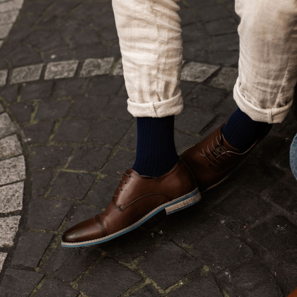 Rib Crew Socks | Cotton | AUSTRALIAN MADE | Navy