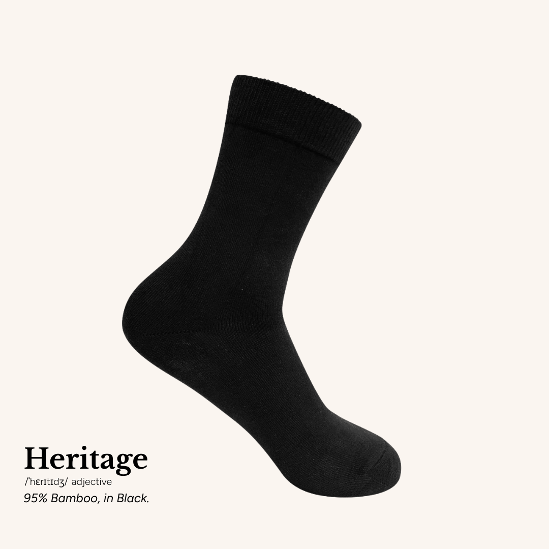 Heritage Crew Socks | Bamboo | AUSTRALIAN MADE | Black
