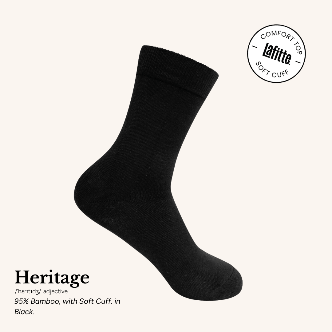 Heritage Crew Socks with Soft Cuff | Bamboo | AUSTRALIAN MADE | Black