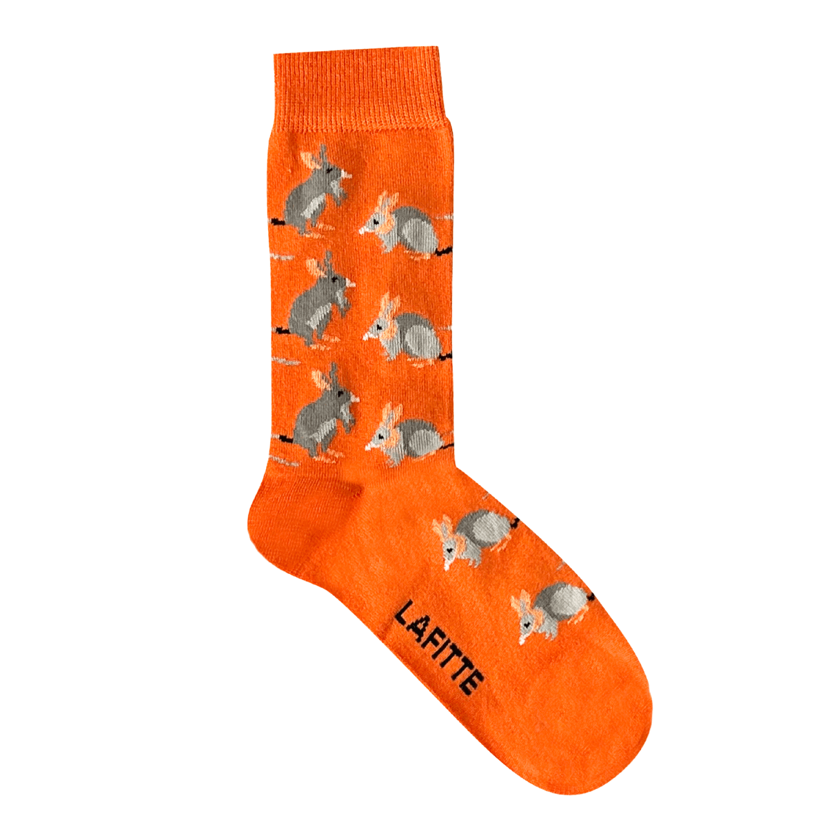 Bilby Crew Socks. Orange bamboo socks with bilby design from endangered Australian animals range