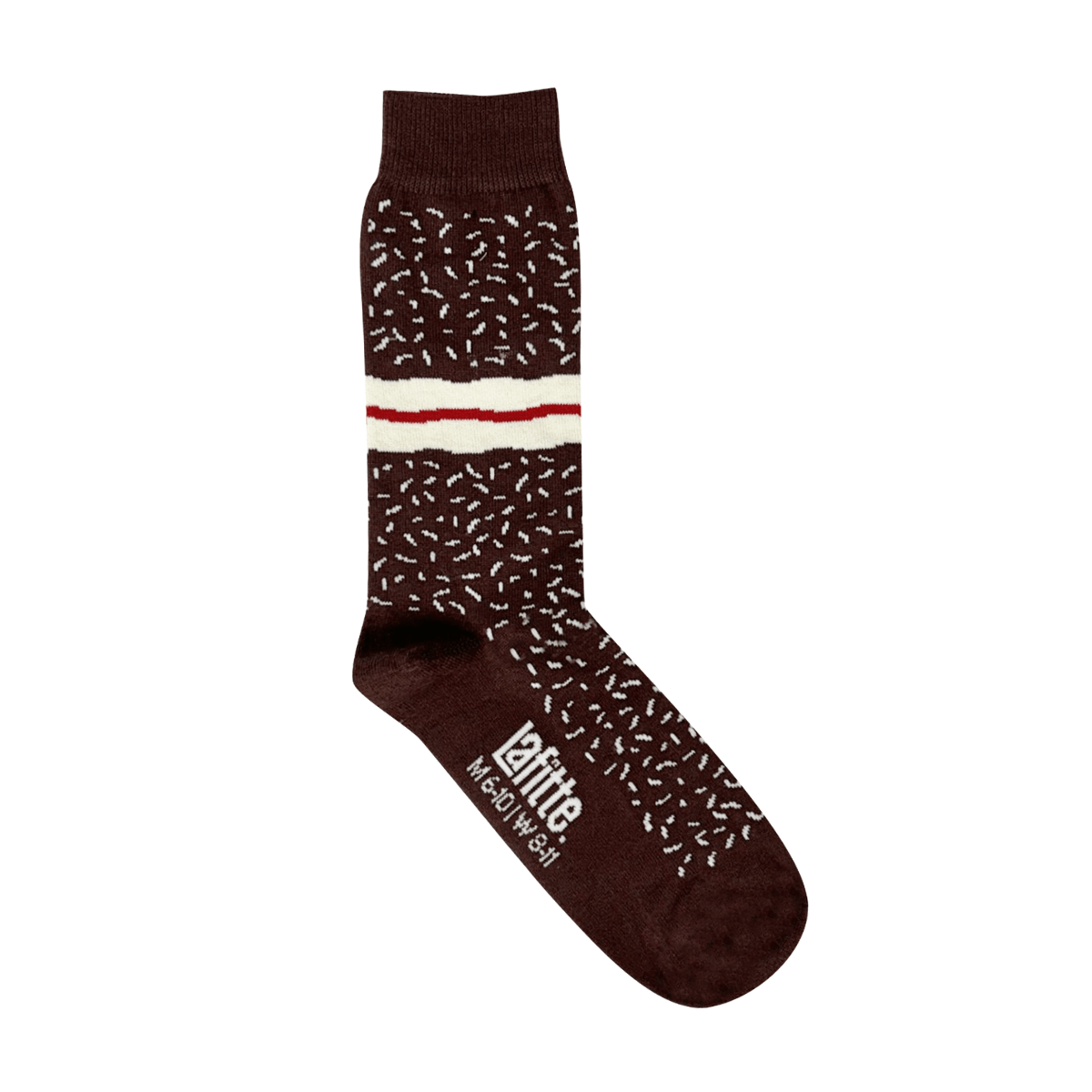 Chocolate Lamington Crew Socks in brown, white and pink cotton