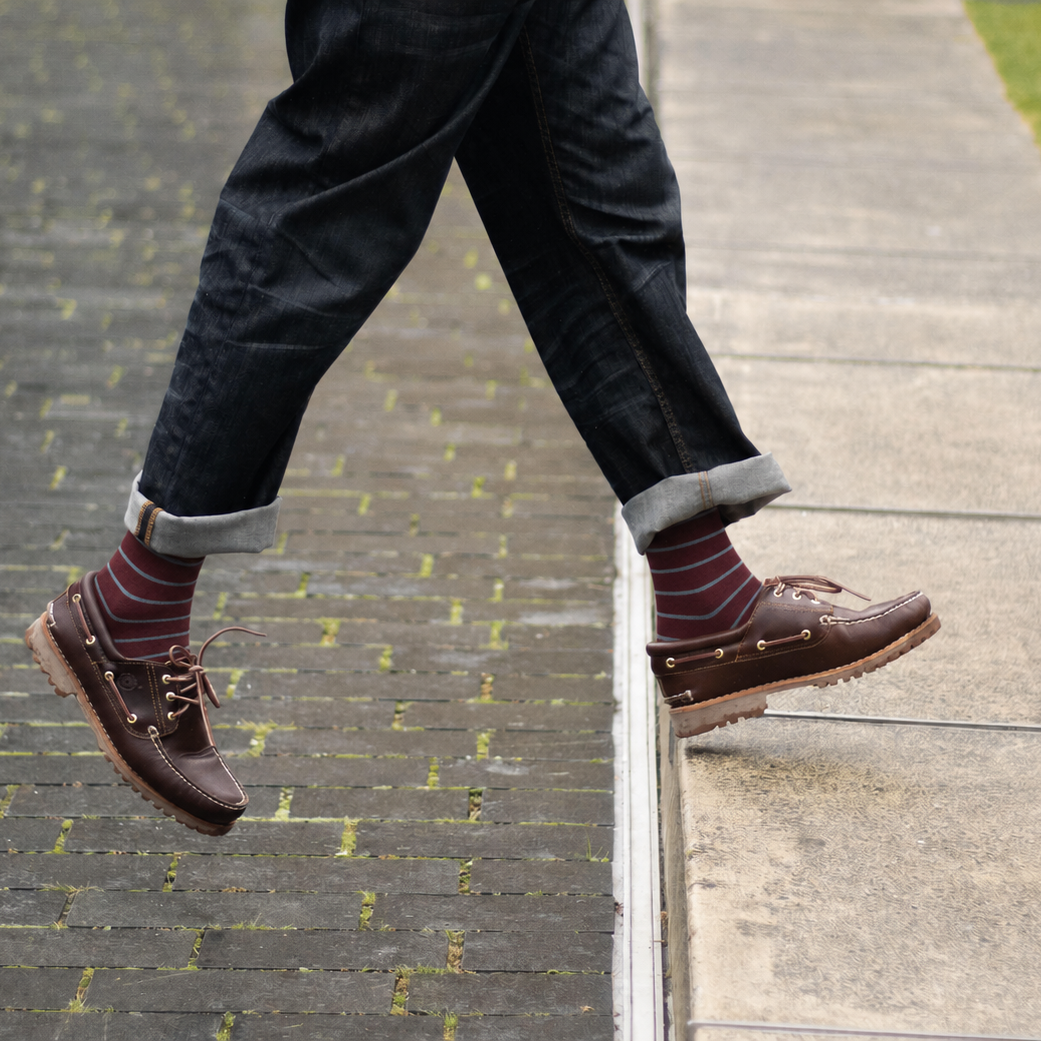Fine Stripe Crew Socks | Cotton | AUSTRALIAN MADE