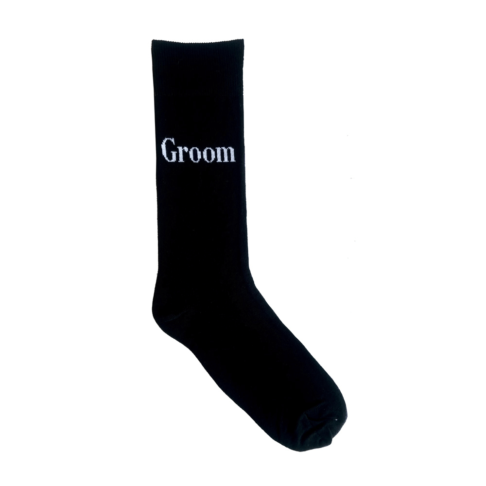 black socks with groom text for men wedding au