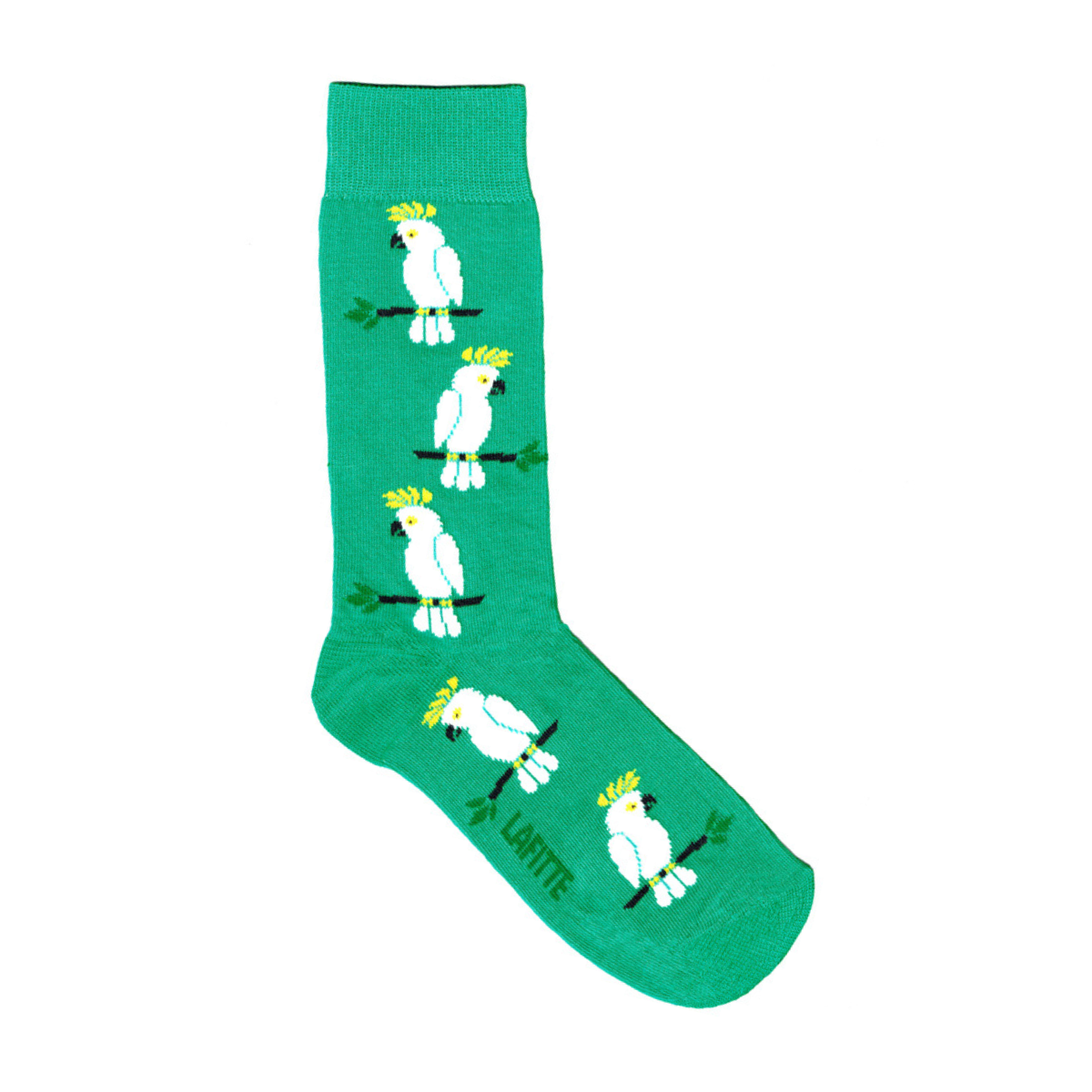 mens cotton sock green wtith white cocktoo aus