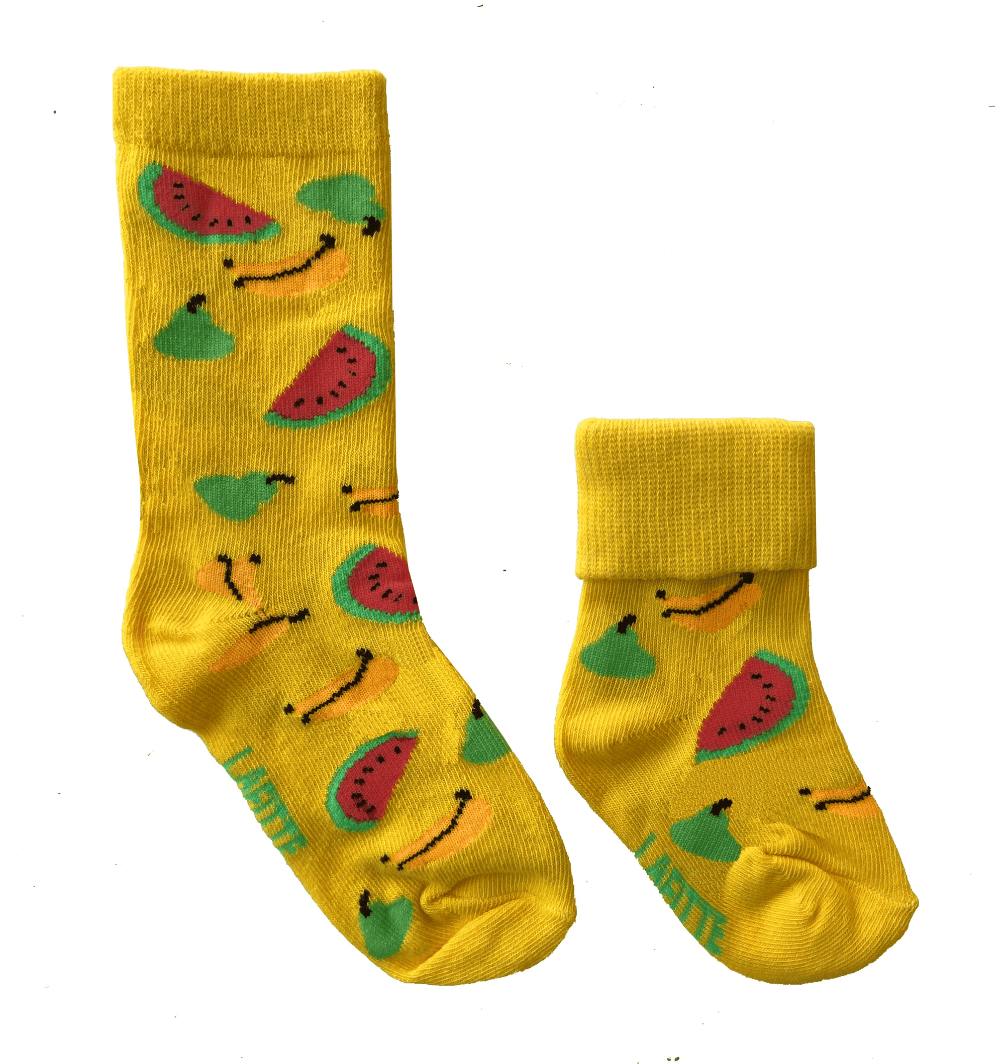 kids cotton socks yellow with fruit pattern au