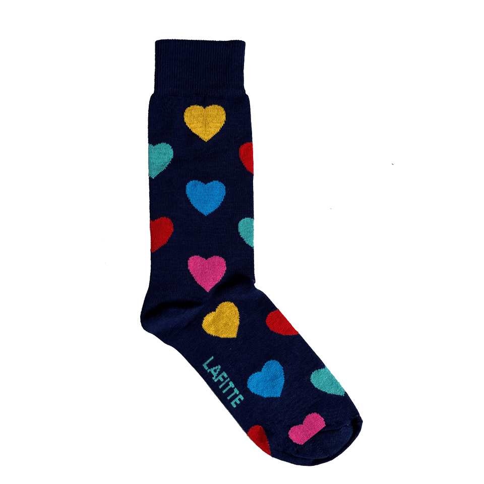 navy cotton socks for men women with coloured hearts au