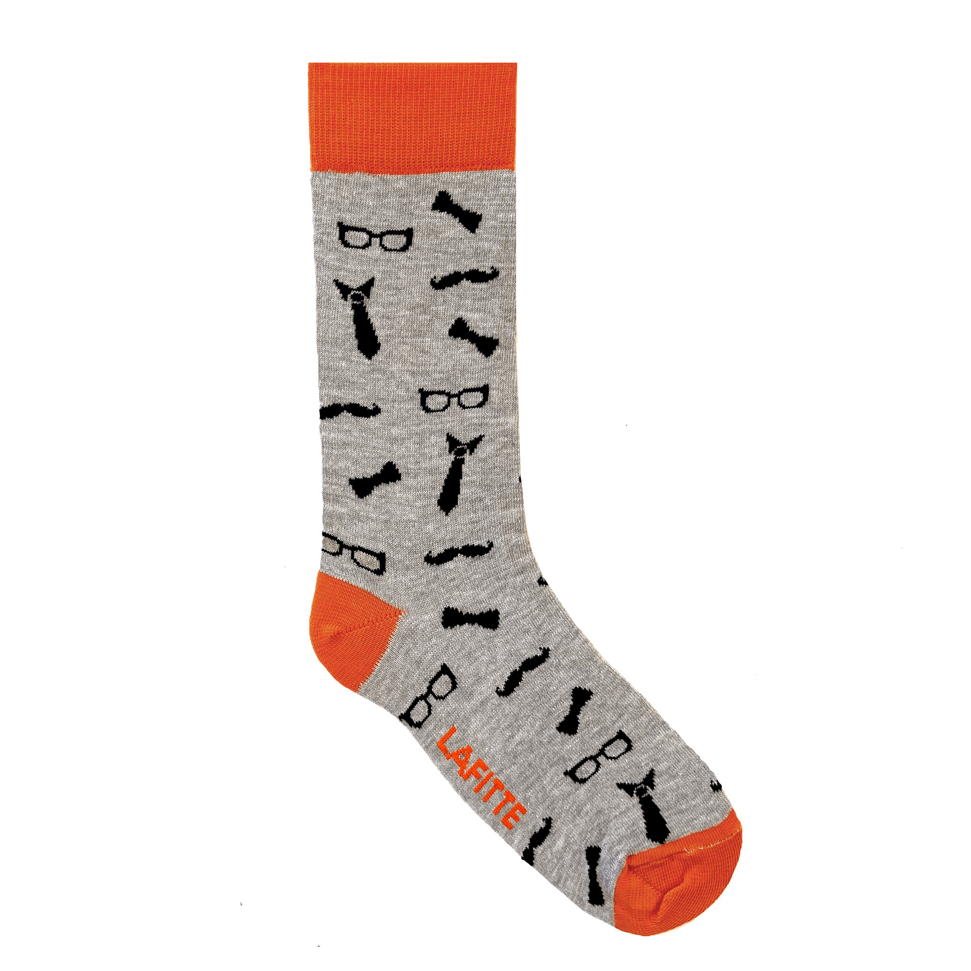 grey with orange cuff cotton socks for men with icons au