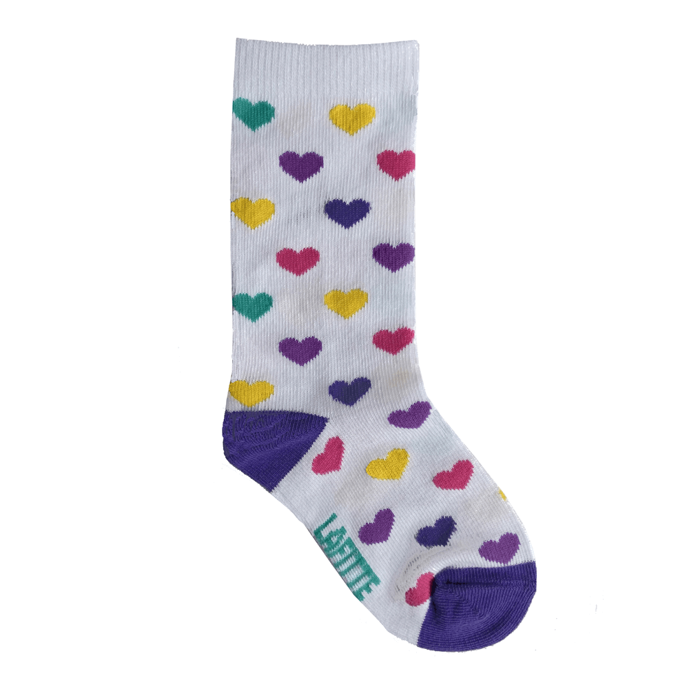 cotton socks for kids white with coloured hearts au