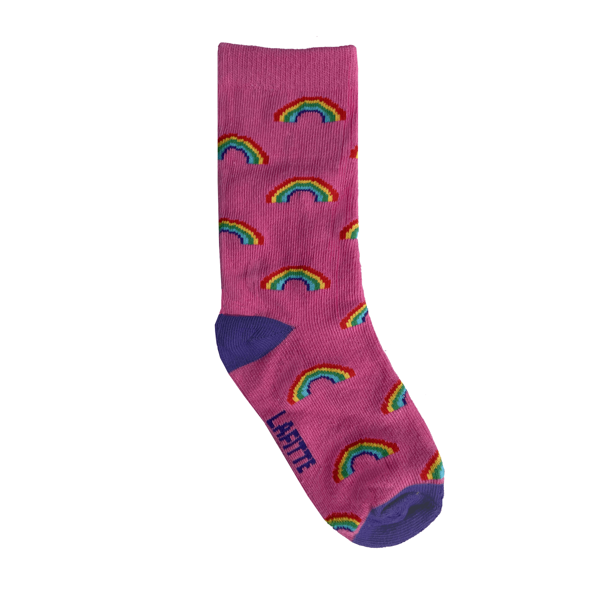 pink kids cotton socks with rainbows aus