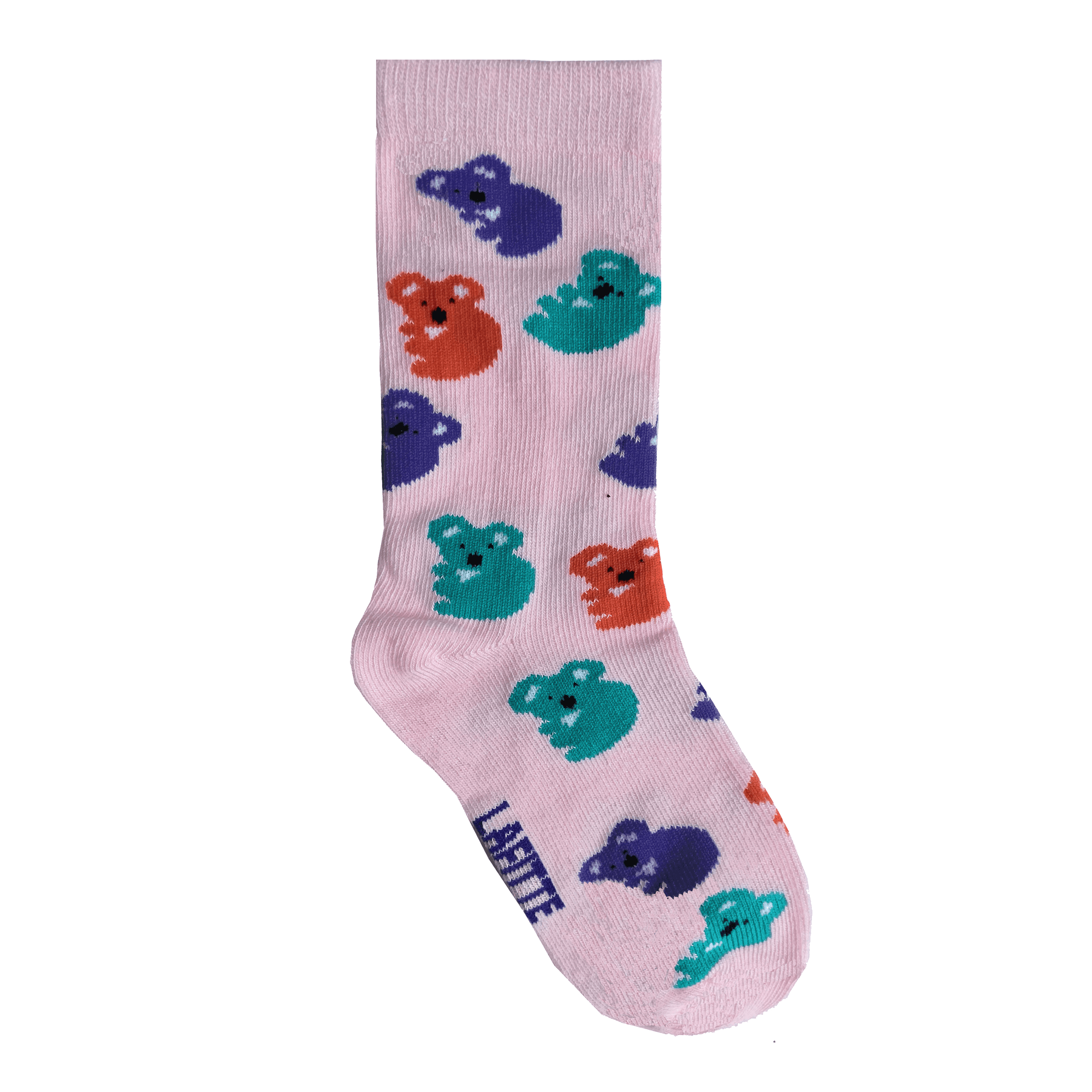 pink cotton socks for kids with coloured koalas au