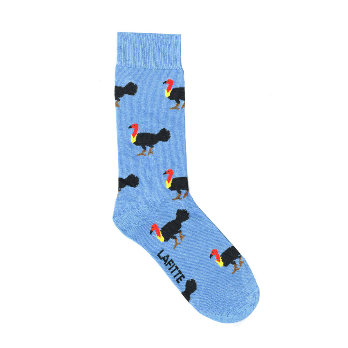 Mens crew sock cotton blue with brush turkeys aus