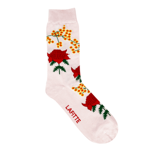 Waratah & Wattle Crew Socks. Pink cotton novelty socks 
