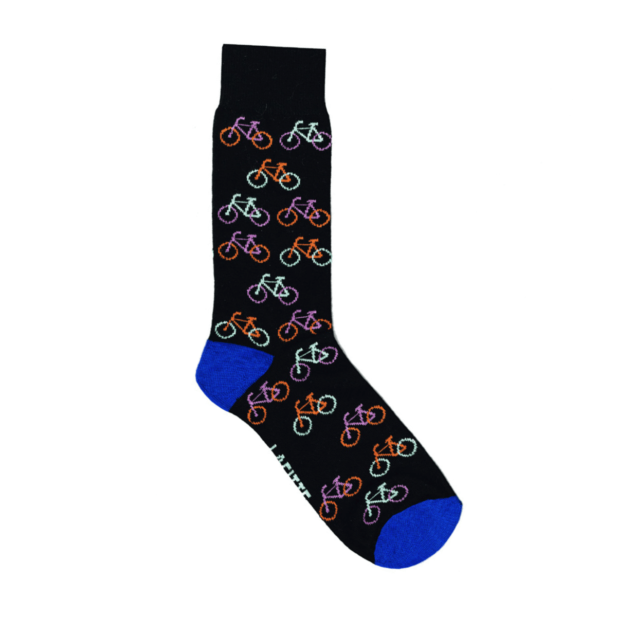 Bicycle Crew Socks. Black cotton socks with colourful bicycle pattern