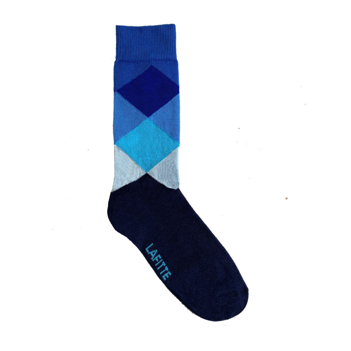 mens cotton crew socks with large diamonds blue shades aus