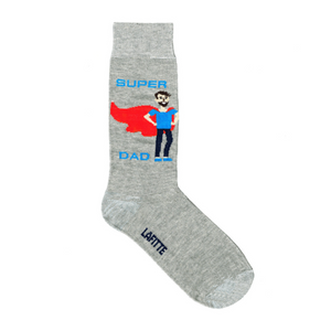 black mens cotton crew socks with super dad picture and wording aus