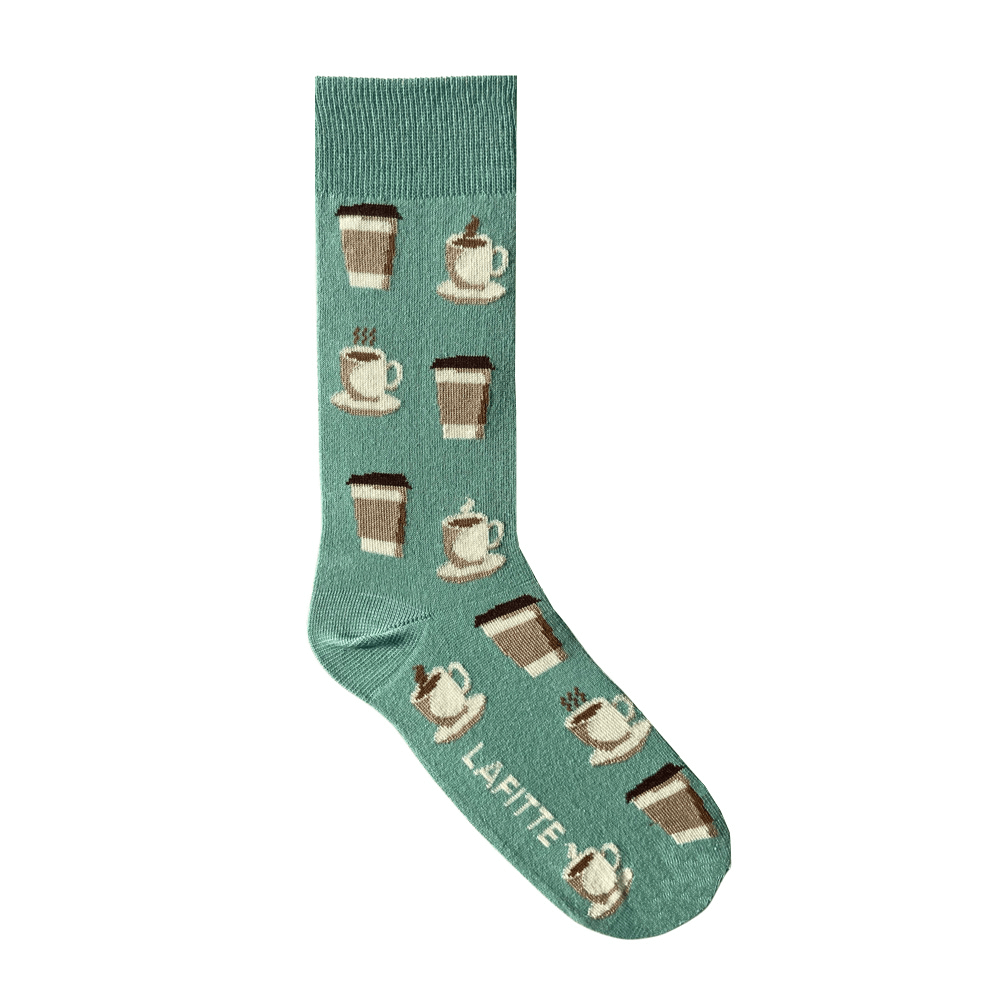 green cotton socks with coffee images for men and women aus