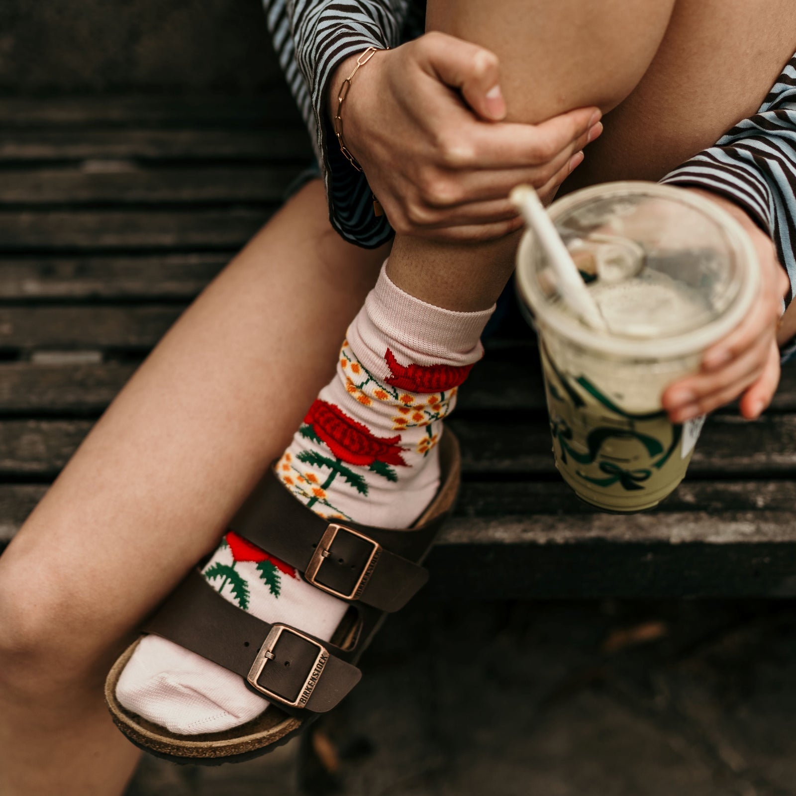 Waratah & Wattle Crew Socks. Pink cotton novelty socks 